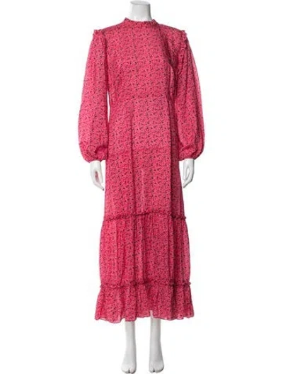 Pre-owned Rixo London Floral Print Long Dress In Multi