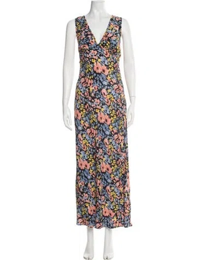 Pre-owned Rixo London Floral Print Long Dress In Multi
