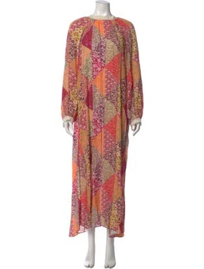 Pre-owned Rixo London Floral Print Long Dress In Multi