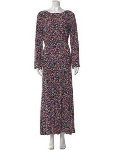 Pre-owned Rixo London Floral Print Long Dress In Multicolor