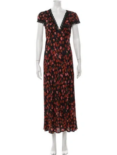 Pre-owned Rixo London Floral Print Long Dress In Multicolor