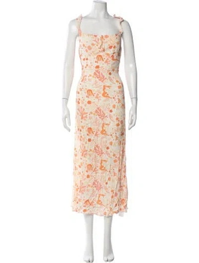 Pre-owned Rixo London Floral Print Long Dress In Orange