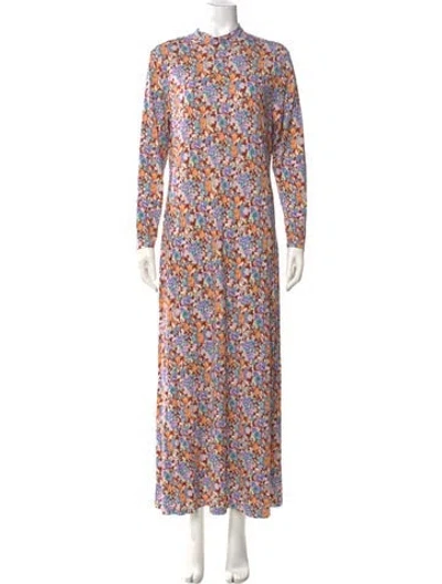 Pre-owned Rixo London Floral Print Long Dress In Red