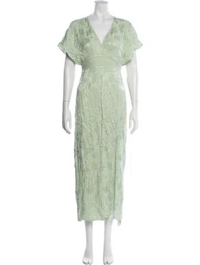 Pre-owned Rixo London Floral Print Long Dress W/ Tags In Green