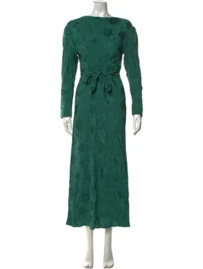 Pre-owned Rixo London Floral Print Long Dress W/ Tags In Green