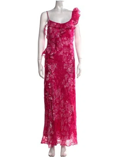 Pre-owned Rixo London Floral Print Long Dress W/ Tags In Pink