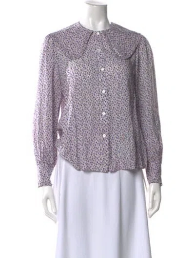 Pre-owned Rixo London Floral Print Long Sleeve Blouse In Multi