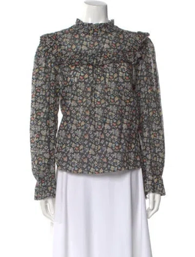 Pre-owned Rixo London Floral Print Long Sleeve Blouse In Multi