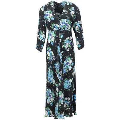 Pre-owned Rixo London Floral Print Long Sleeve Dress In Multicolor Viscose