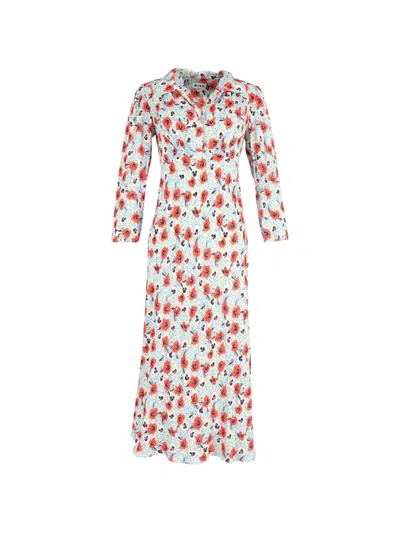 Pre-owned Rixo London Floral-print Maxi Dress In Blue