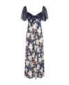 Rixo London Paltrow Glittered Chiffon And Floral-print Silk-crepe Maxi Dress In Gray