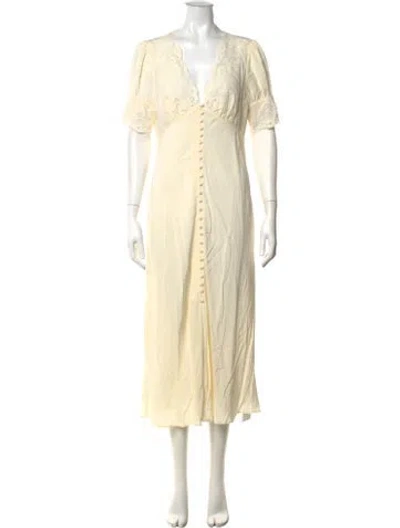 Pre-owned Rixo London Floral Print Midi Length Dress In Neutral