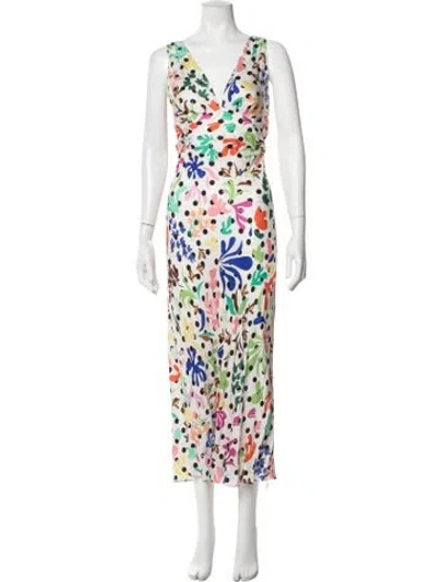 Pre-owned Rixo London Floral Print Midi Length Dress In Purple