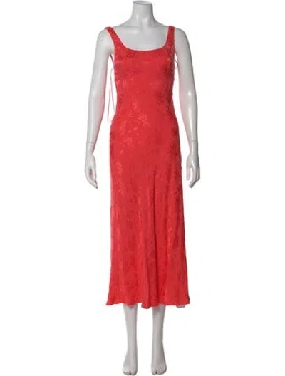 Pre-owned Rixo London Floral Print Midi Length Dress W/ Tags In Red