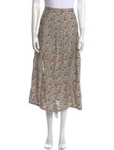 Pre-owned Rixo London Floral Print Midi Length Skirt In Green