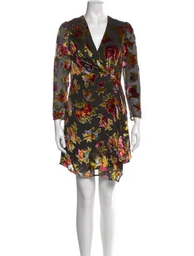 Pre-owned Rixo London Floral Print Mini Dress In Black