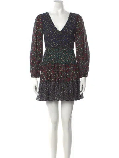 Pre-owned Rixo London Floral Print Mini Dress In Black