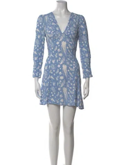 Pre-owned Rixo London Floral Print Mini Dress In Blue