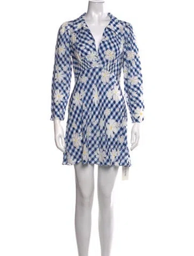Pre-owned Rixo London Floral Print Mini Dress In Blue