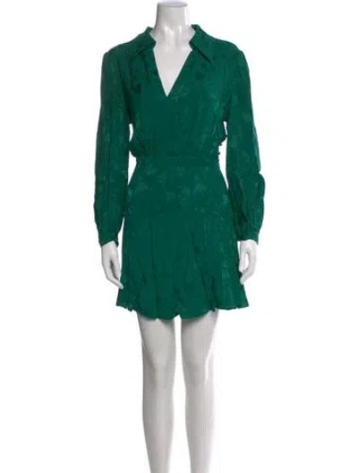 Pre-owned Rixo London Floral Print Mini Dress In Green