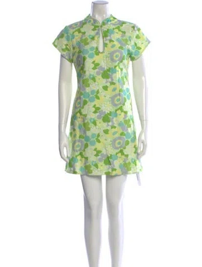 Pre-owned Rixo London Floral Print Mini Dress In Green