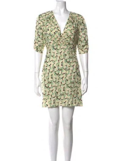 Pre-owned Rixo London Floral Print Mini Dress In Green