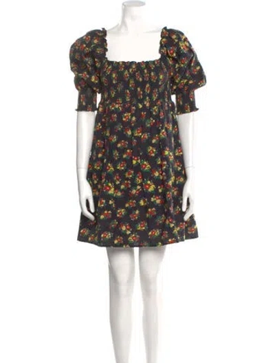 Pre-owned Rixo London Floral Print Mini Dress In Multi
