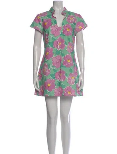 Pre-owned Rixo London Floral Print Mini Dress In Multi