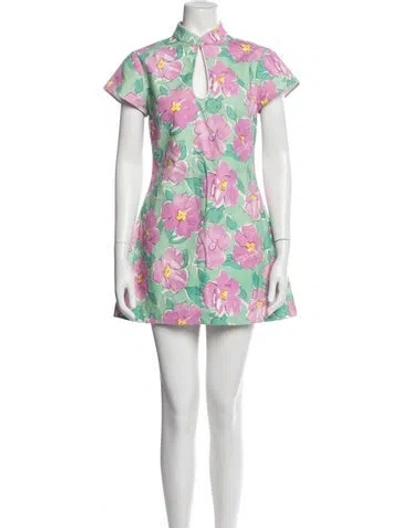 Pre-owned Rixo London Floral Print Mini Dress In Multi
