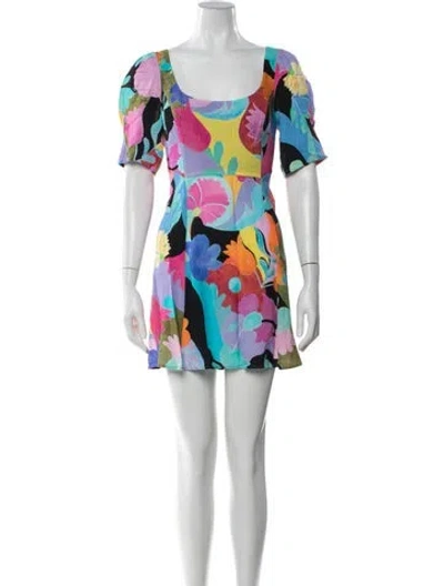 Pre-owned Rixo London Floral Print Mini Dress In Multi