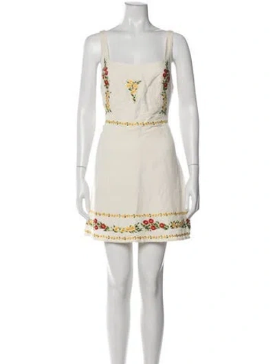 Pre-owned Rixo London Floral Print Mini Dress In Neutral