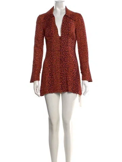 Pre-owned Rixo London Floral Print Mini Dress In Orange