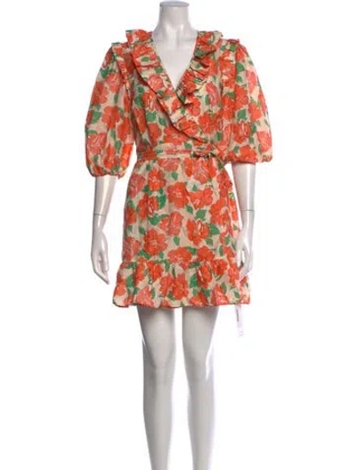 Pre-owned Rixo London Floral Print Mini Dress In Orange