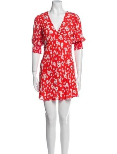 Pre-owned Rixo London Floral Print Mini Dress In Red