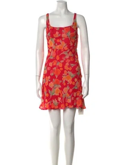 Pre-owned Rixo London Floral Print Mini Dress In Red