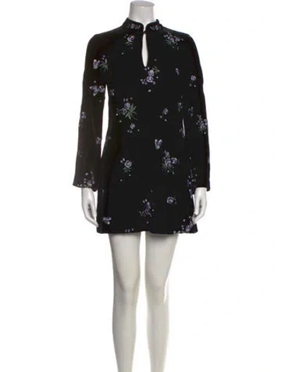 Pre-owned Rixo London Floral Print Mini Dress W/ Tags In Black