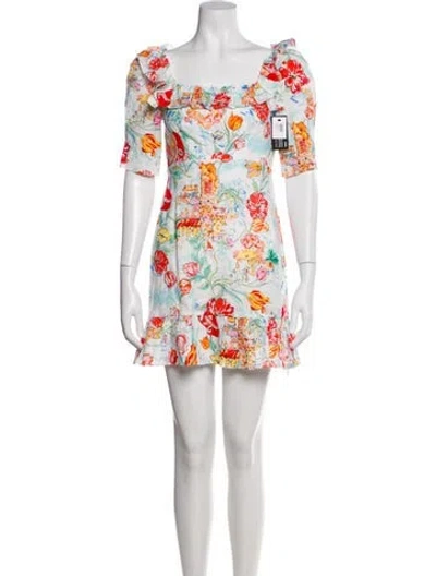 Pre-owned Rixo London Floral Print Mini Dress W/ Tags In Black