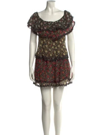 Pre-owned Rixo London Floral Print Mini Dress W/ Tags In Multi