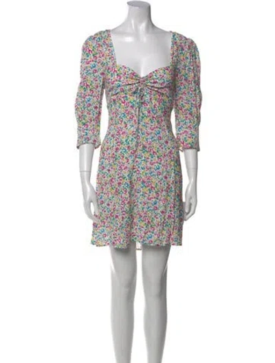 Pre-owned Rixo London Floral Print Mini Dress W/ Tags In Pink