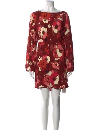 Pre-owned Rixo London Floral Print Mini Dress W/ Tags In Red