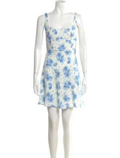 Pre-owned Rixo London Floral Print Mini Dress In White