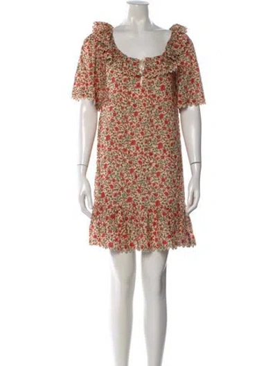 Pre-owned Rixo London Floral Print Mini Dress In Yellow