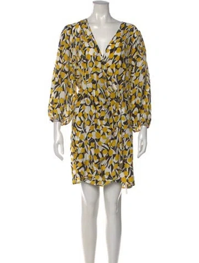 Pre-owned Rixo London Floral Print Mini Dress In Yellow
