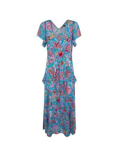 Rixo London Evie Dress Cara Floral Turquoise In Multi