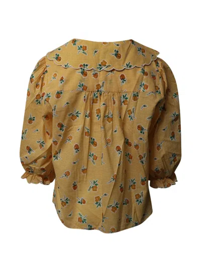 Pre-owned Rixo London Gingham Floral-print Blouse In Yellow