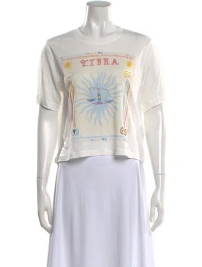 Pre-owned Rixo London Graphic Print Crew Neck T-shirt W/ Tags In White