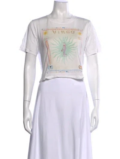 Pre-owned Rixo London Graphic Print Crew Neck T-shirt In White