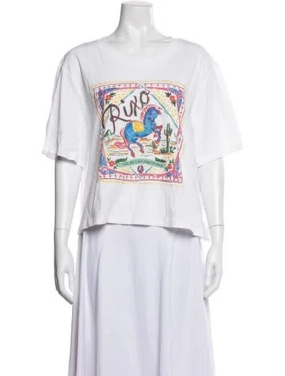 Pre-owned Rixo London Graphic Print Crew Neck T-shirt In White