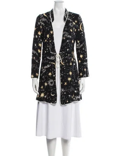 Pre-owned Rixo London Graphic Print Robe In Black