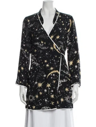 Pre-owned Rixo London Graphic Print Robe In Black